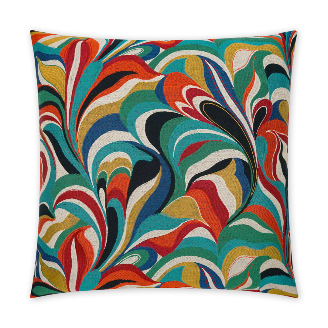 Orange, Yellow, & Blue Abstract Pillow