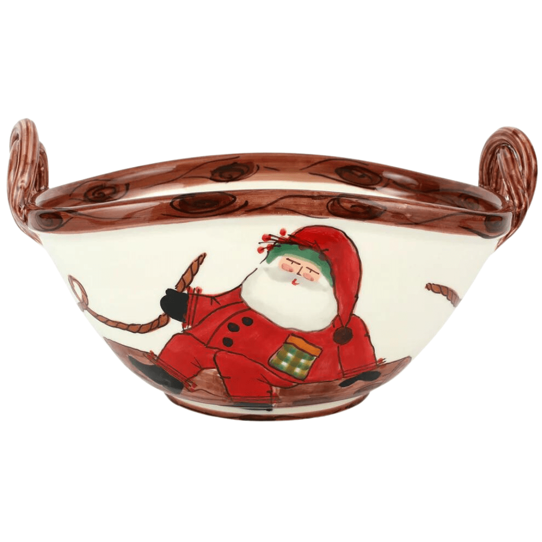 Old St. Nick - Handled Oval Bowl with Sleigh: Large