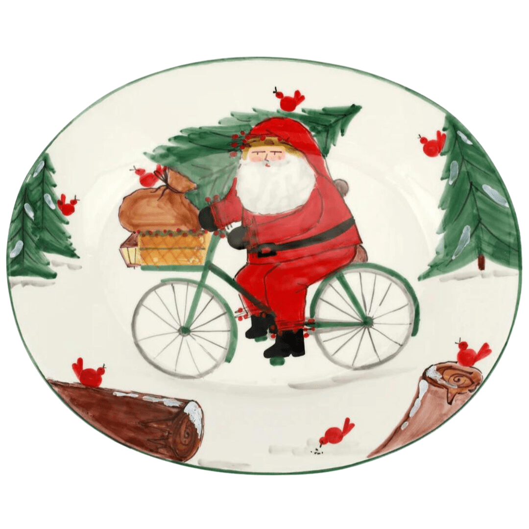 Old St. Nick - Oval Platter w/ Bicycle: Large