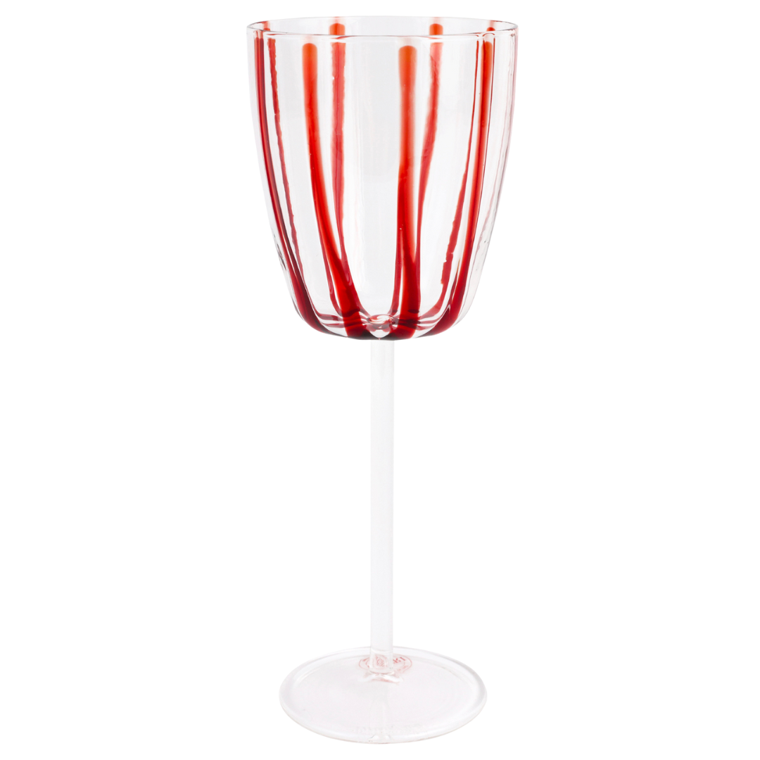 PRE-ORDER Nuovo Stripe- Wine Glass, Red