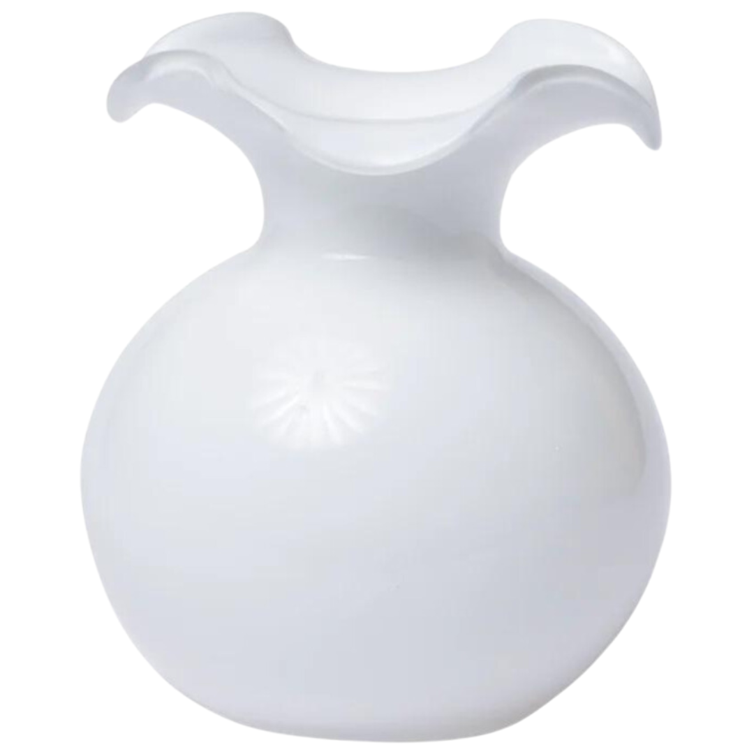 Hibiscus Glass, White - Small Fluted Vase