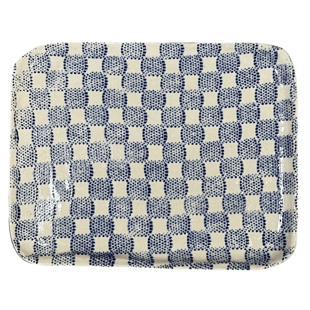 Tidbit Tray/ Checker Cobalt