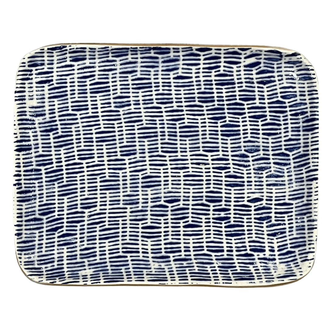 Tidbit Tray/ Rattan Cobalt