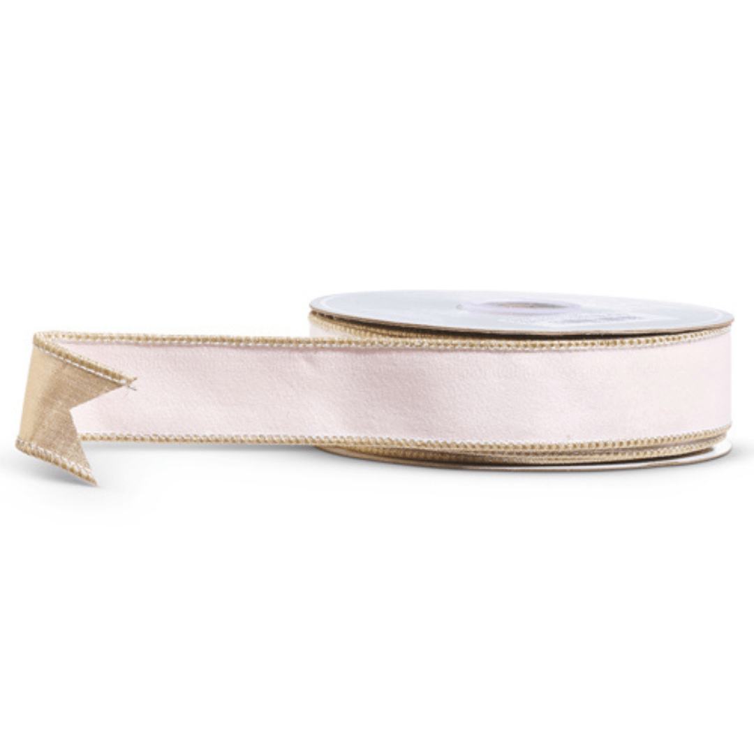 PRE-ORDER Pale Pink Ribbon W/ Gold Trim 1.5" x 10 yds