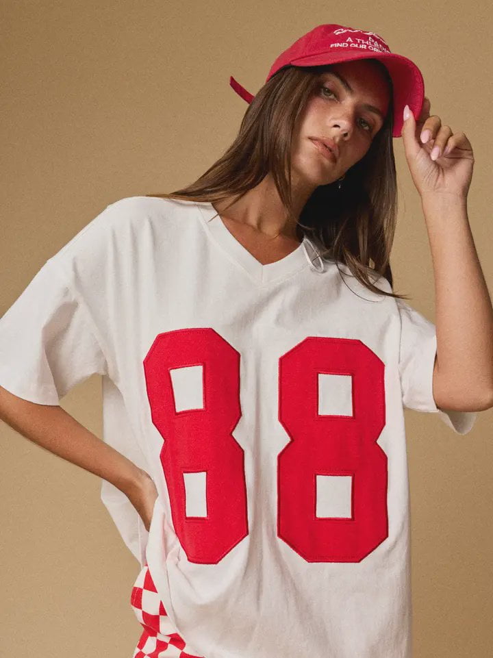 88 Varsity Graphic Tee / White Red