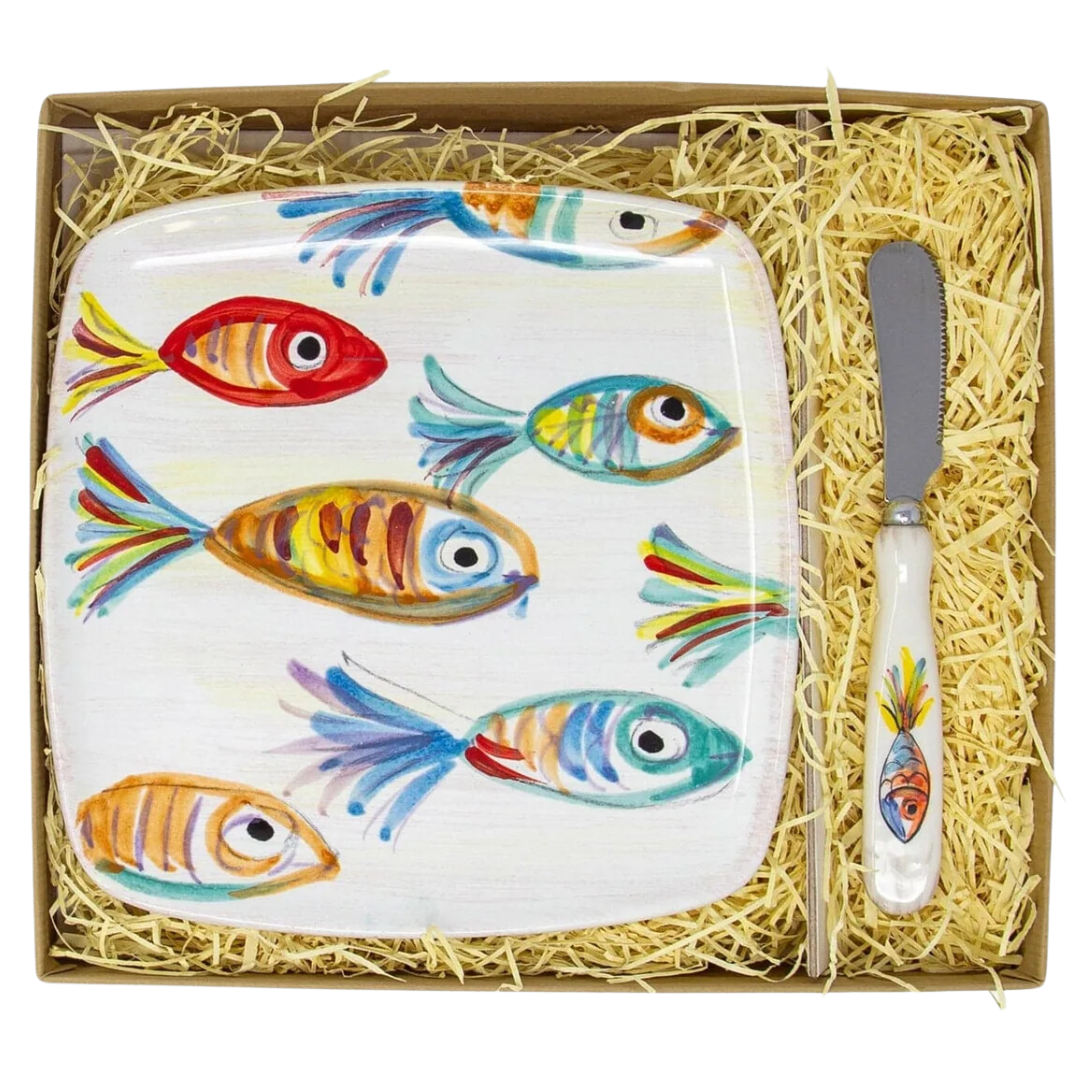 Pesci Colorati - Square Platter W/ Spreader