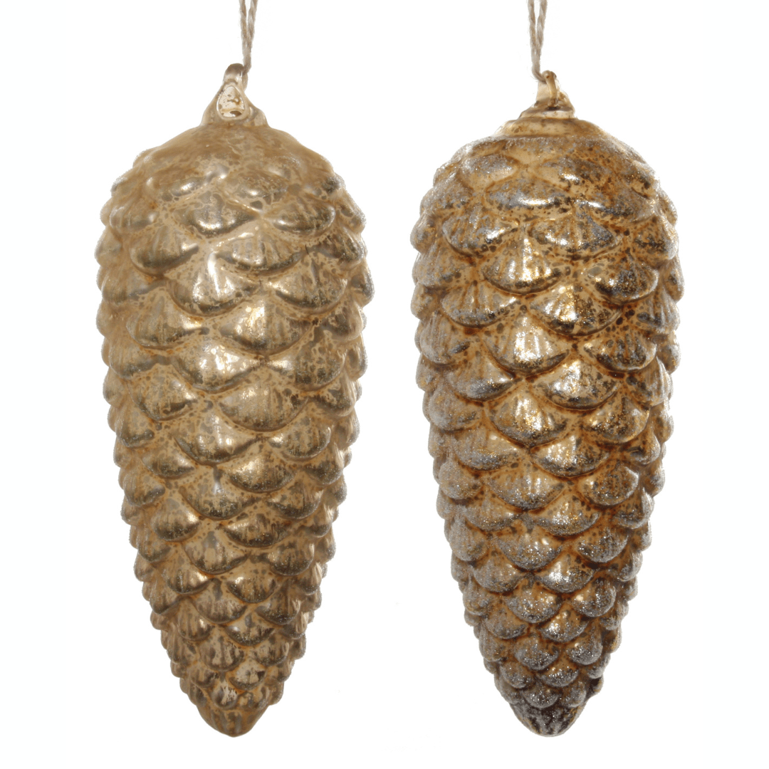 Pinecone Ornament, Gold Iced/ Brass Iced