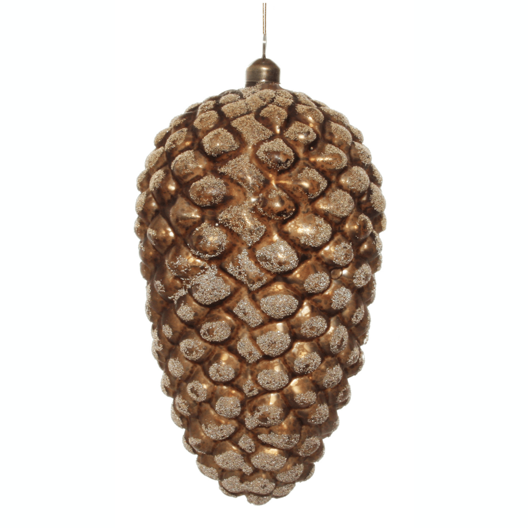 Pinecone Ornament, Matte Gold W/ Beads