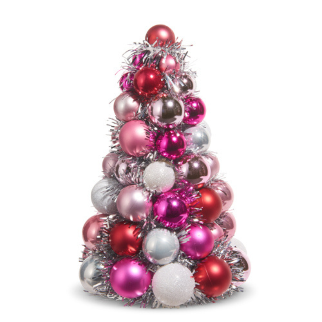 Pink & Silver Ball Ornament Tree