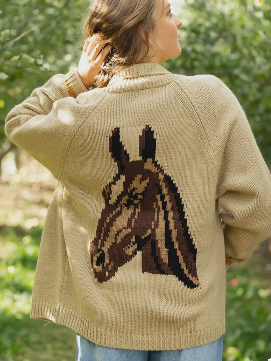 Vintage Horse Varsity Cardigan / Camel