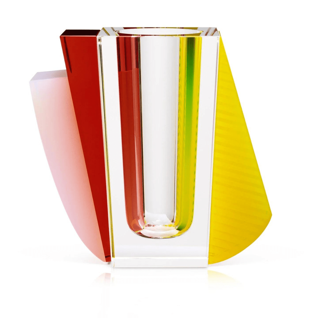 Raleigh Vase, Pink, Red, Yellow & Clear