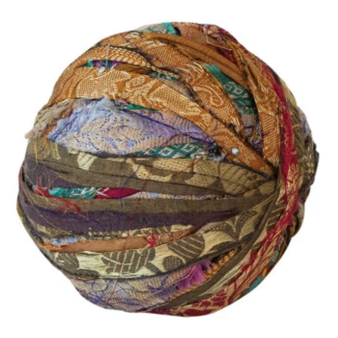 Recycled Torn Silk Sari Ribbon, 50 yd.