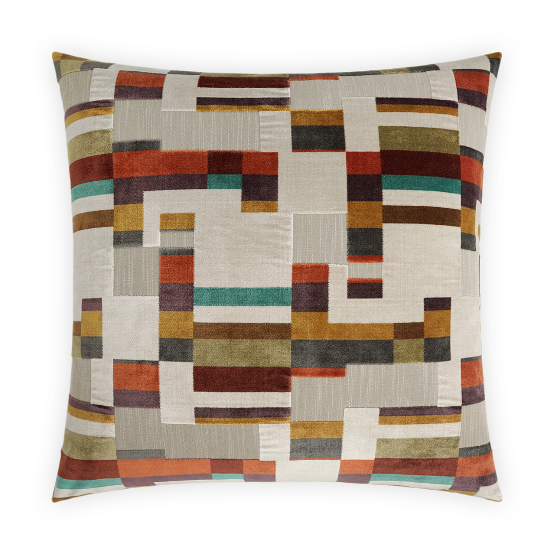 Red, Green, Yellow Color Block Pillow