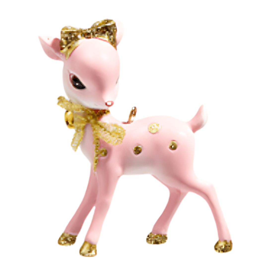 PRE-ORDER Retro Deer Ornament, Pink