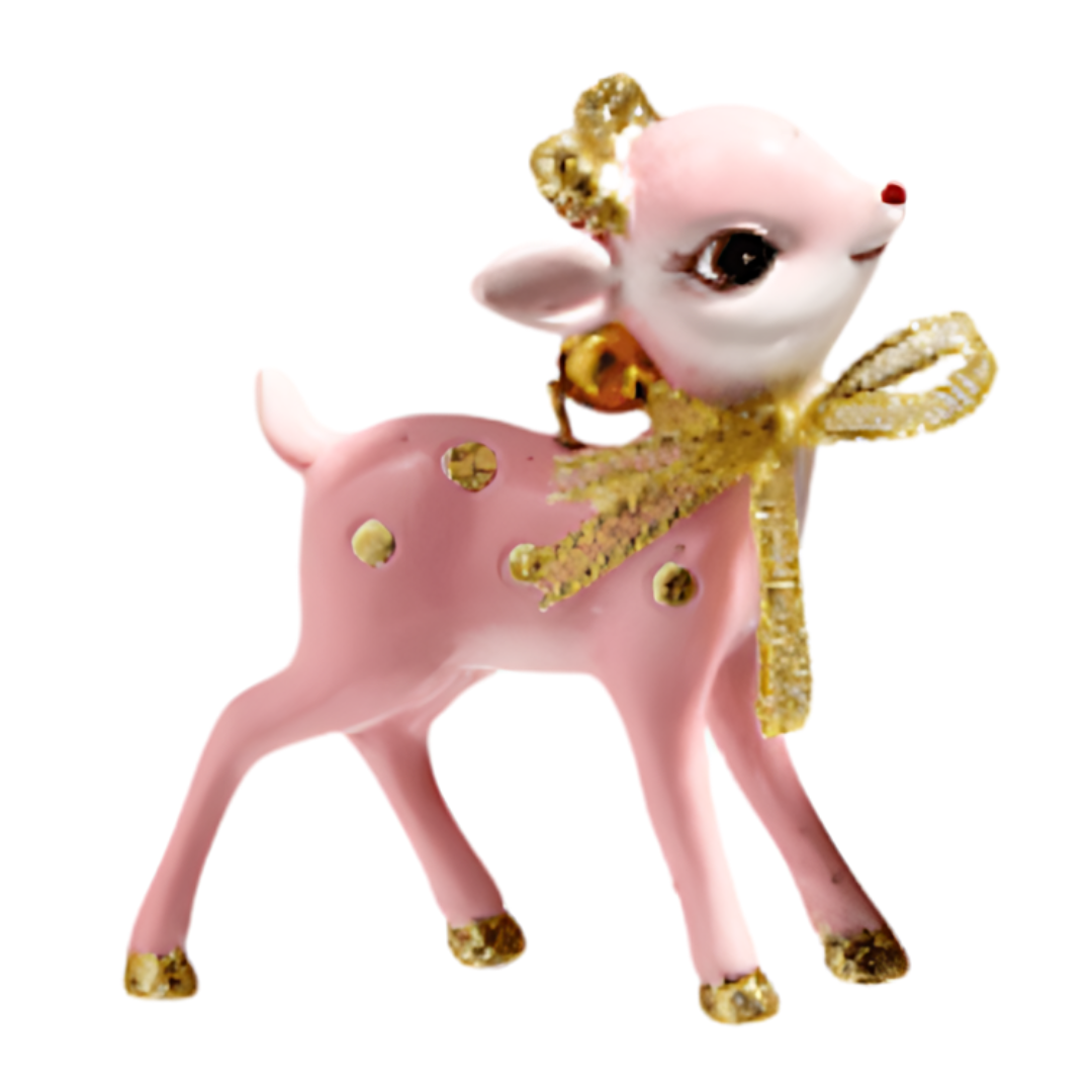 PRE-ORDER Retro Deer Ornament, Pink