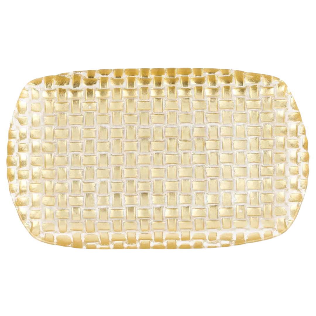 Rufolo Glass, Gold Basketweave - Rectangular Tray