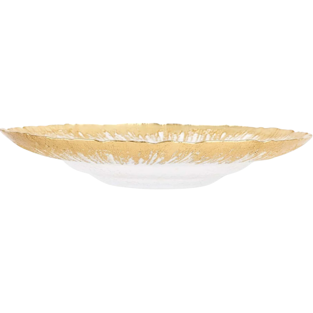 Rufolo Glass, Gold Brushstroke - Medium Shallow Bowl