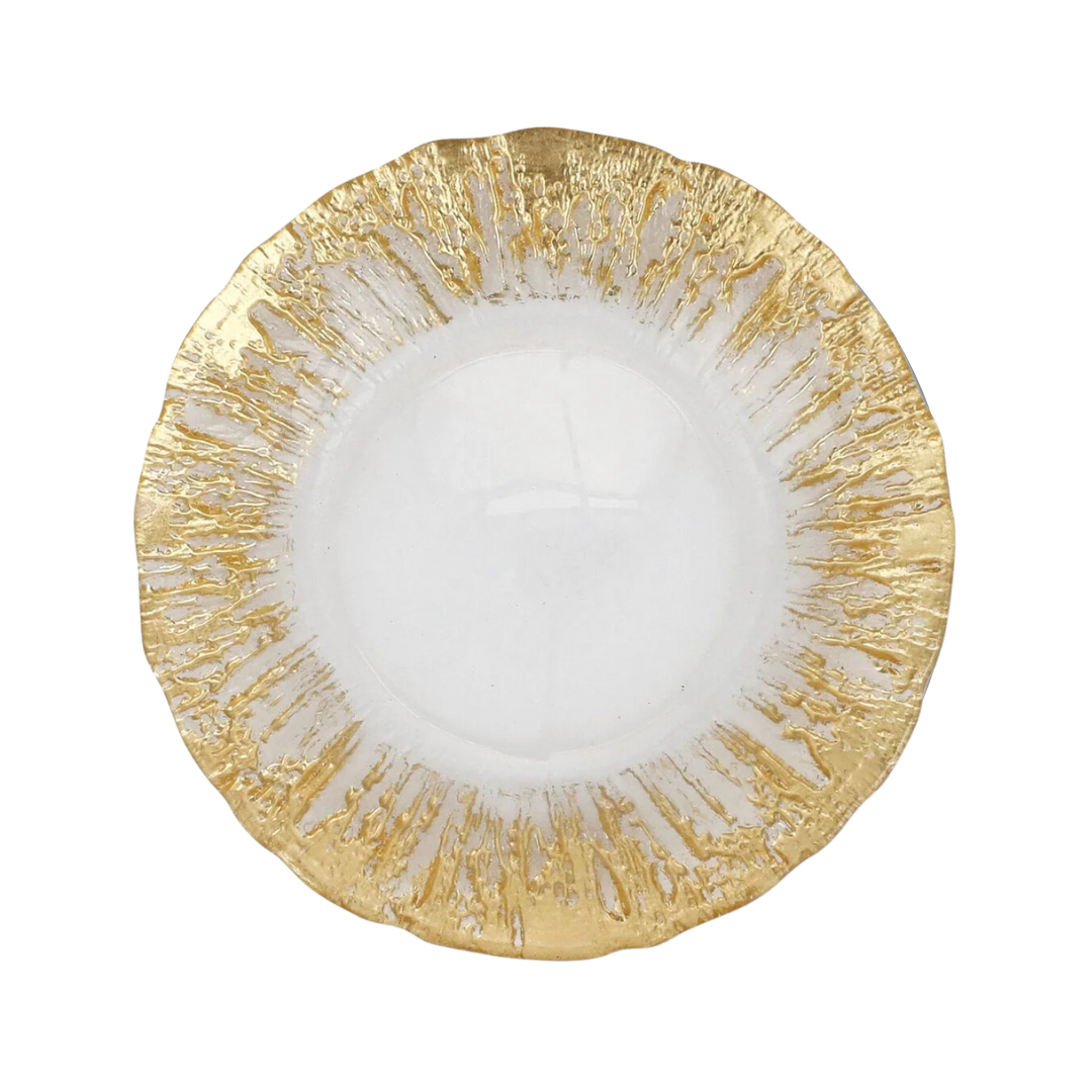 Rufolo Glass, Gold Brushstroke - Salad Plate