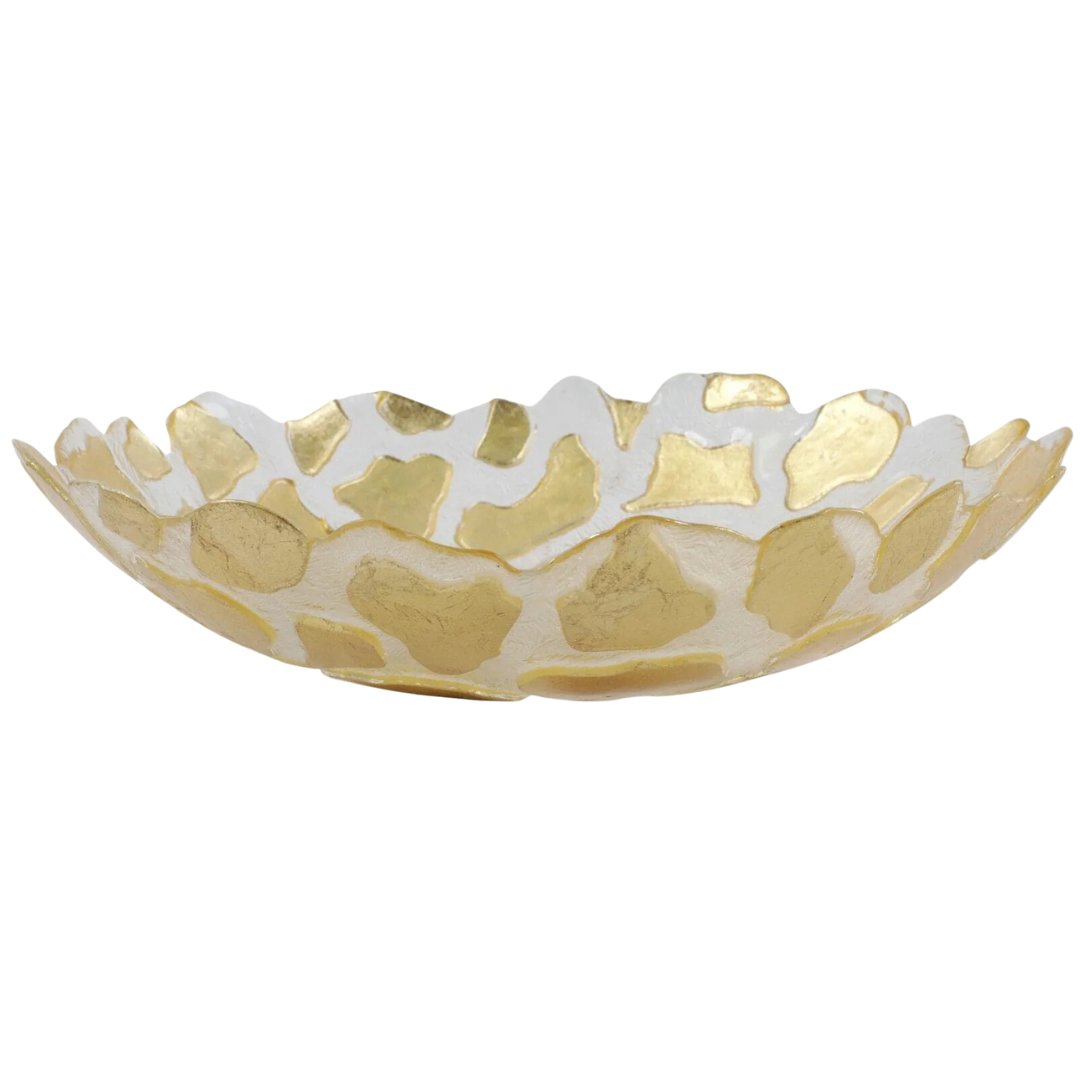 Rufolo Glass, Gold Giraffe - Medium Shallow Bowl