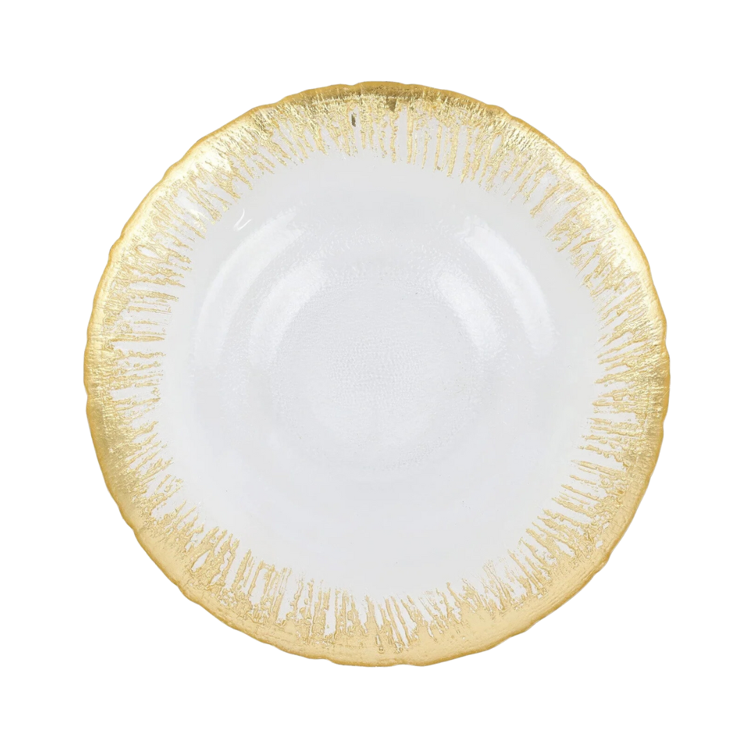 Rufolo Glass, Gold Brushstroke - Medium Shallow Bowl