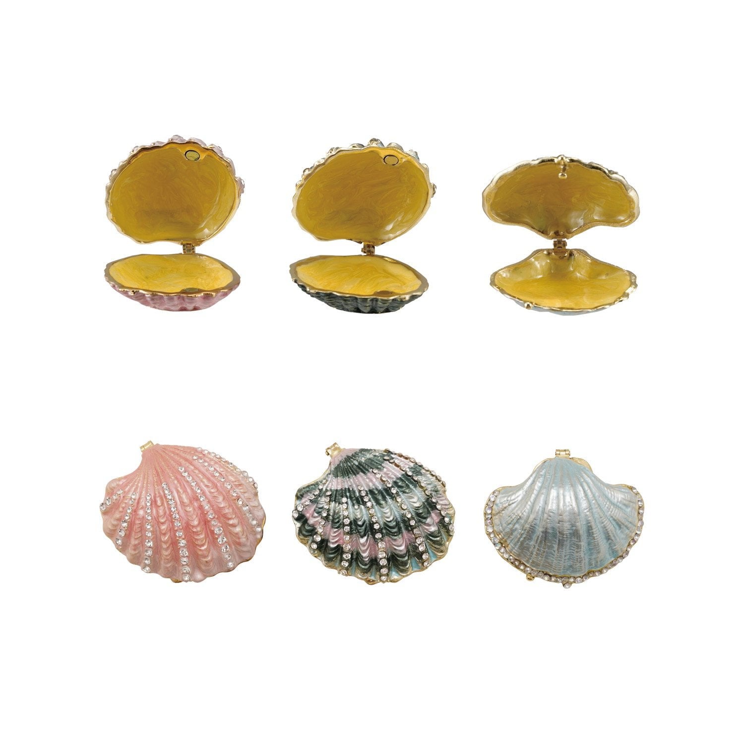 Enameled Metal Shell Shaped Trinket Box