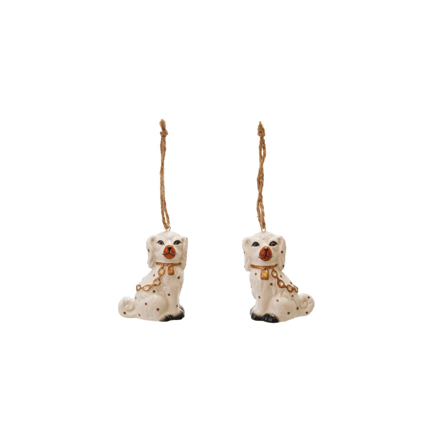 2-3/4"H Ceramic Staffordshire Dog Ornament, Gold Finish,
