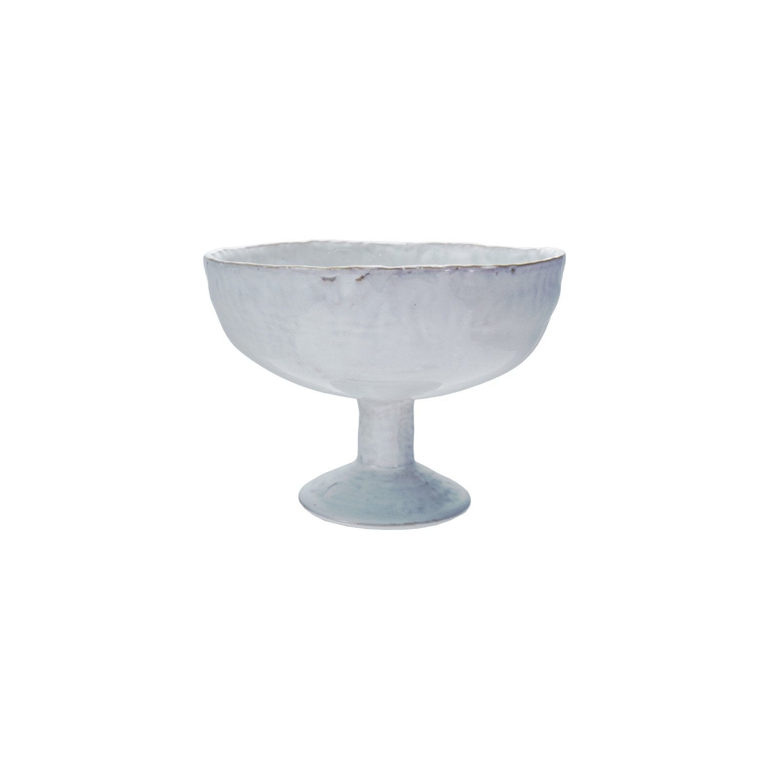 Stoneware Footed Bowl, Reactive Crackle Glaze