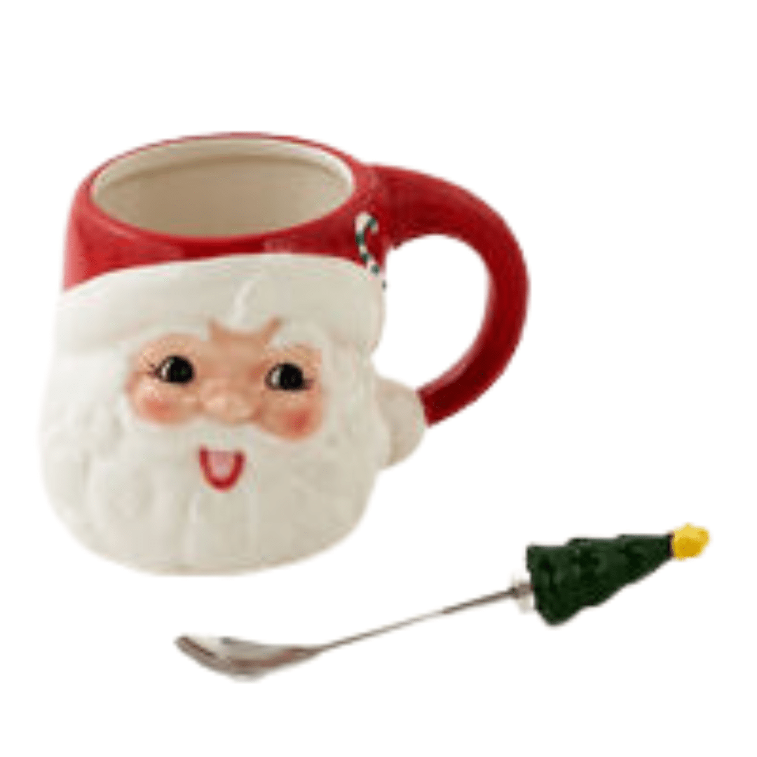 PRE-ORDER Santa Mug W/Spoon, Red