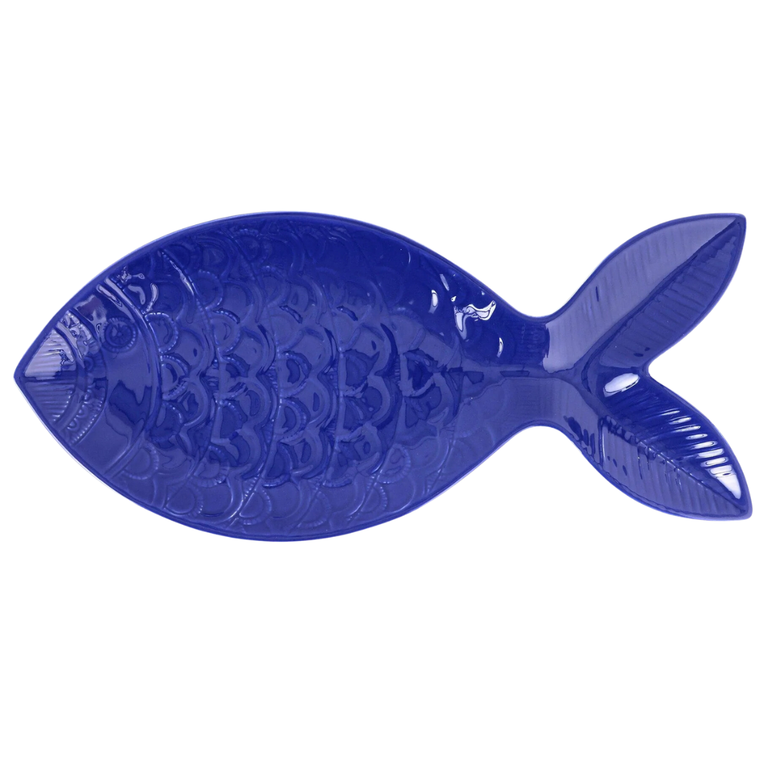 Santorini, Figural Fish - Large Platter, Cobalt