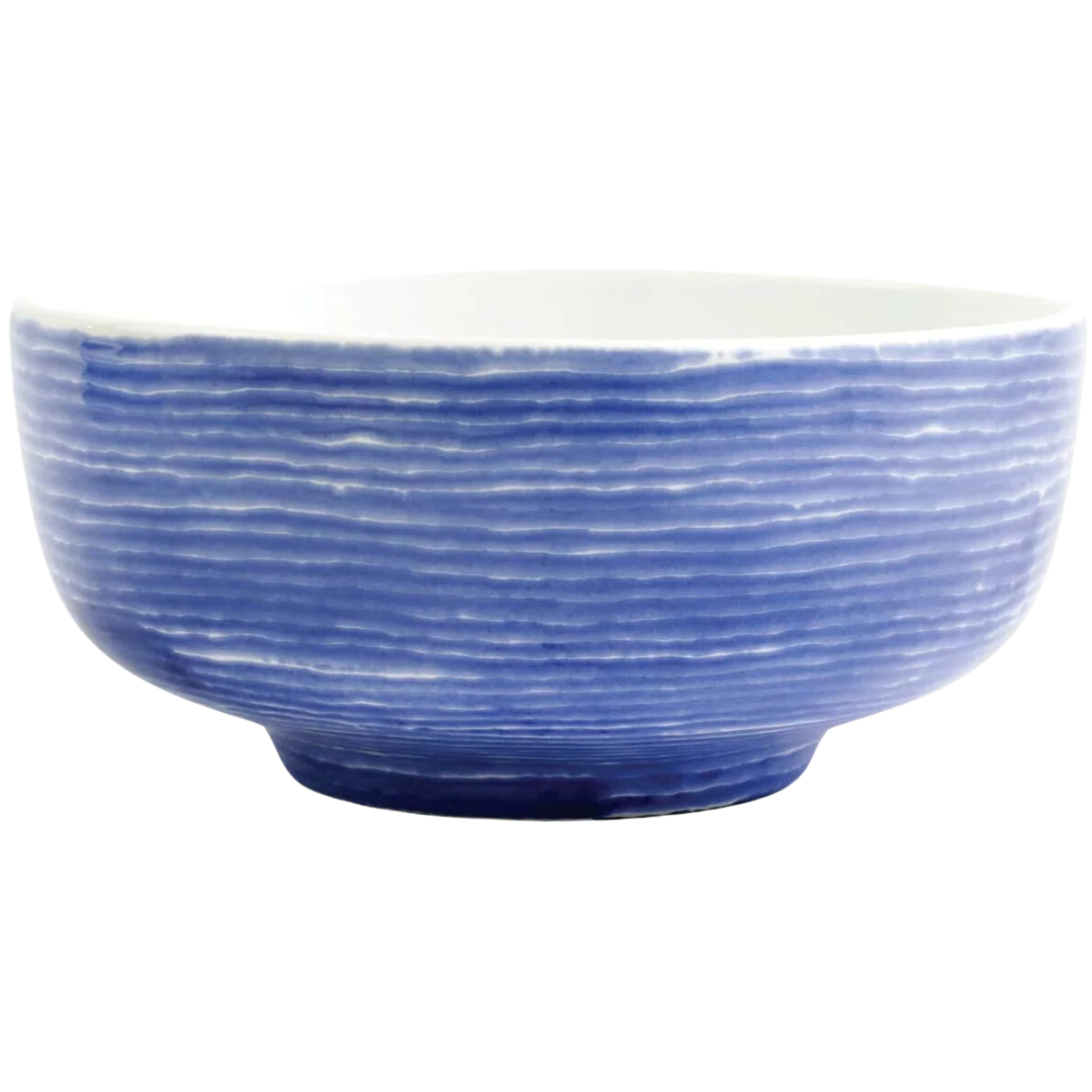 Santorini, Stripe -Medium Footed Serving Bowl