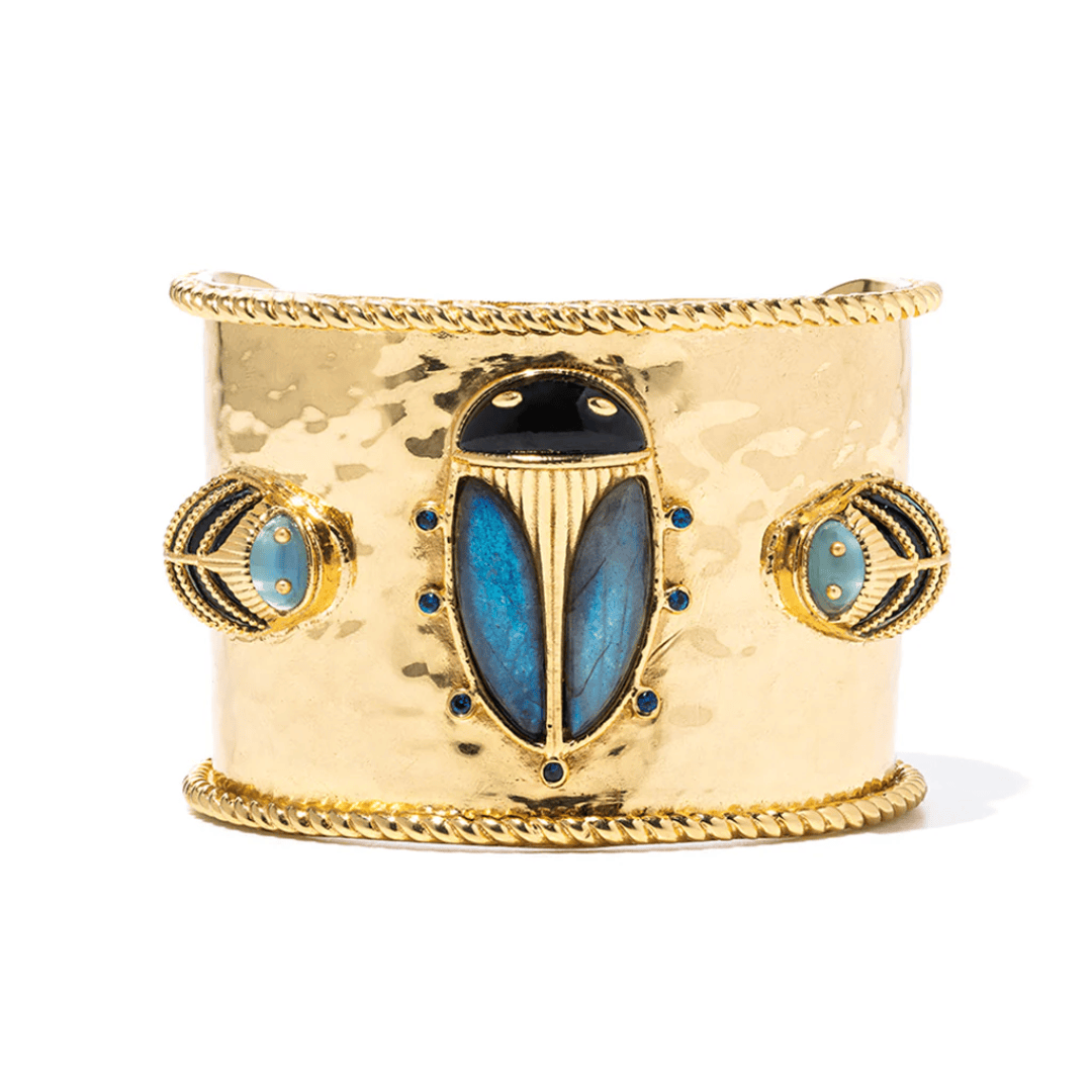 Scarab Grande Cuff - Blue Labradorite / Black Agate