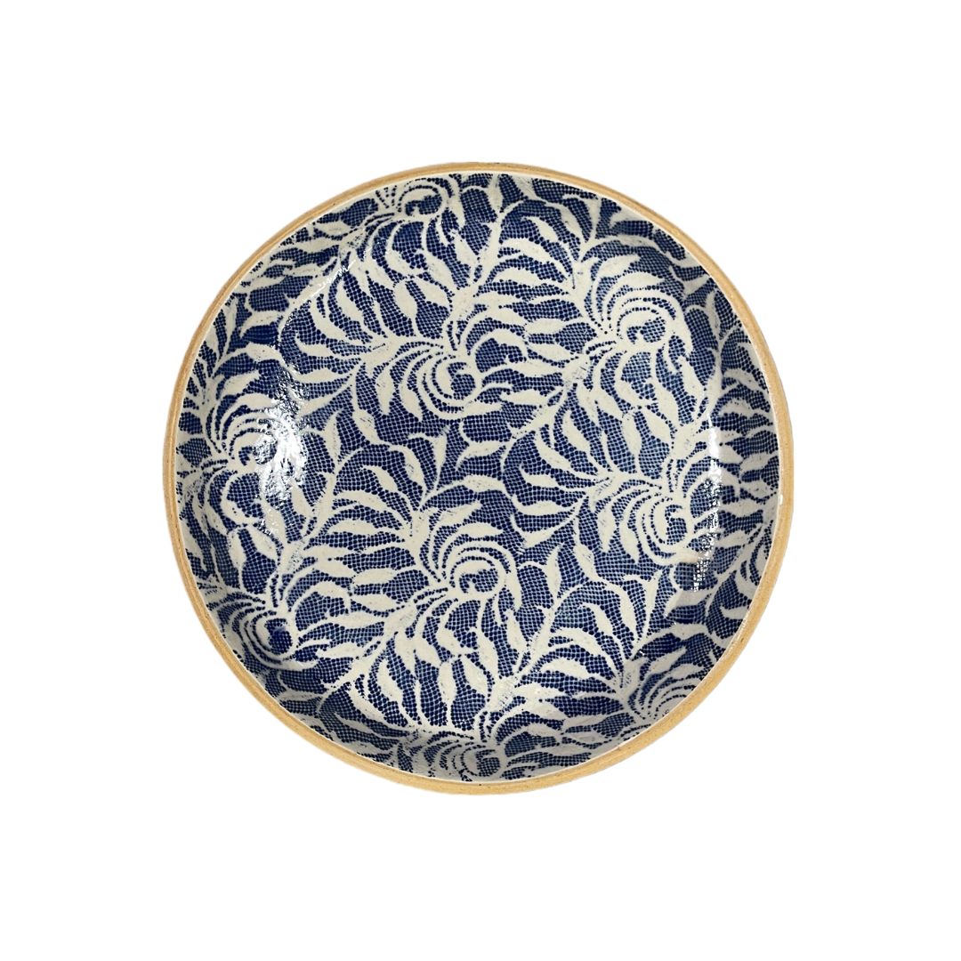 Small Round Cocktail Tray/ Laurel Cobalt