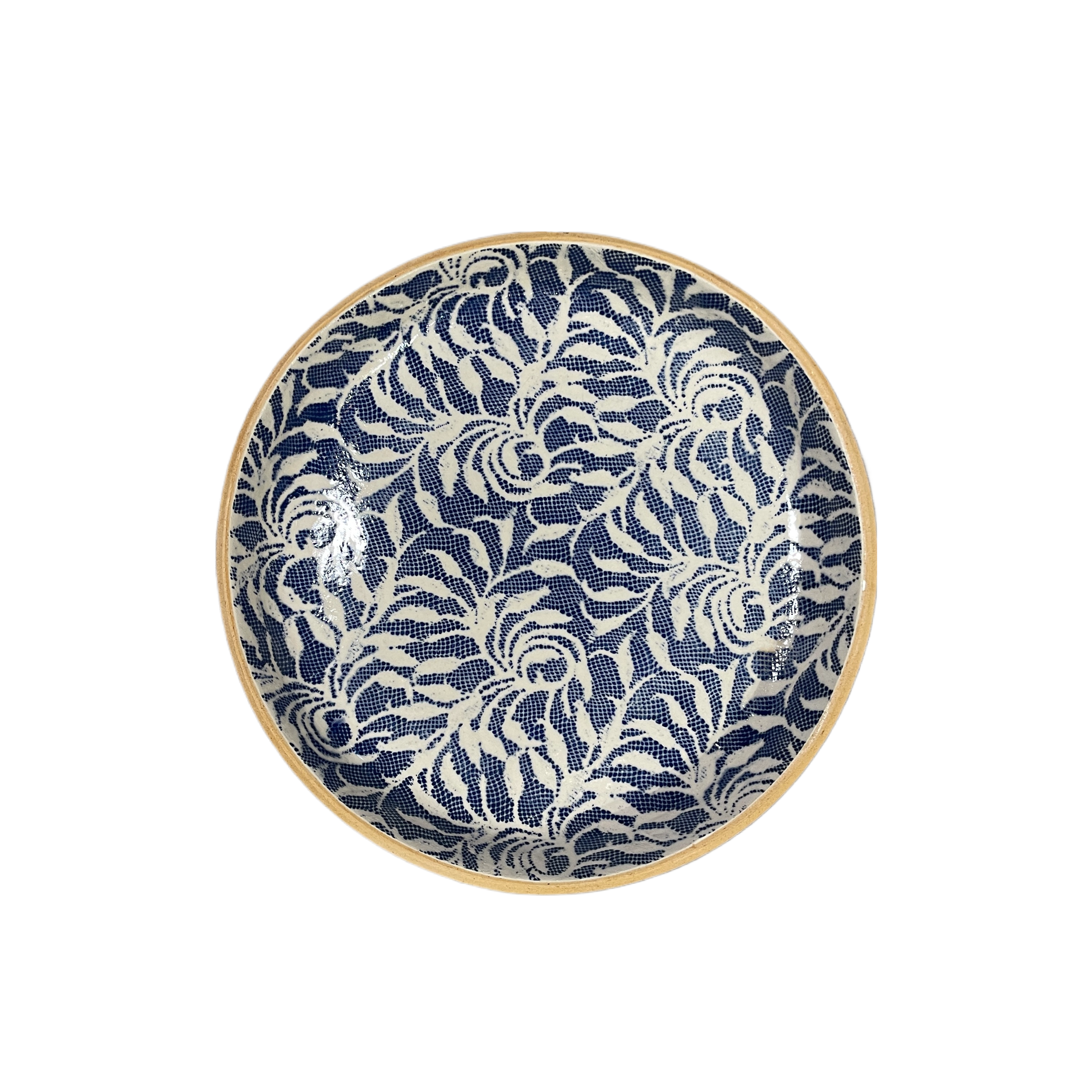Small Round Cocktail Tray/ Laurel Cobalt