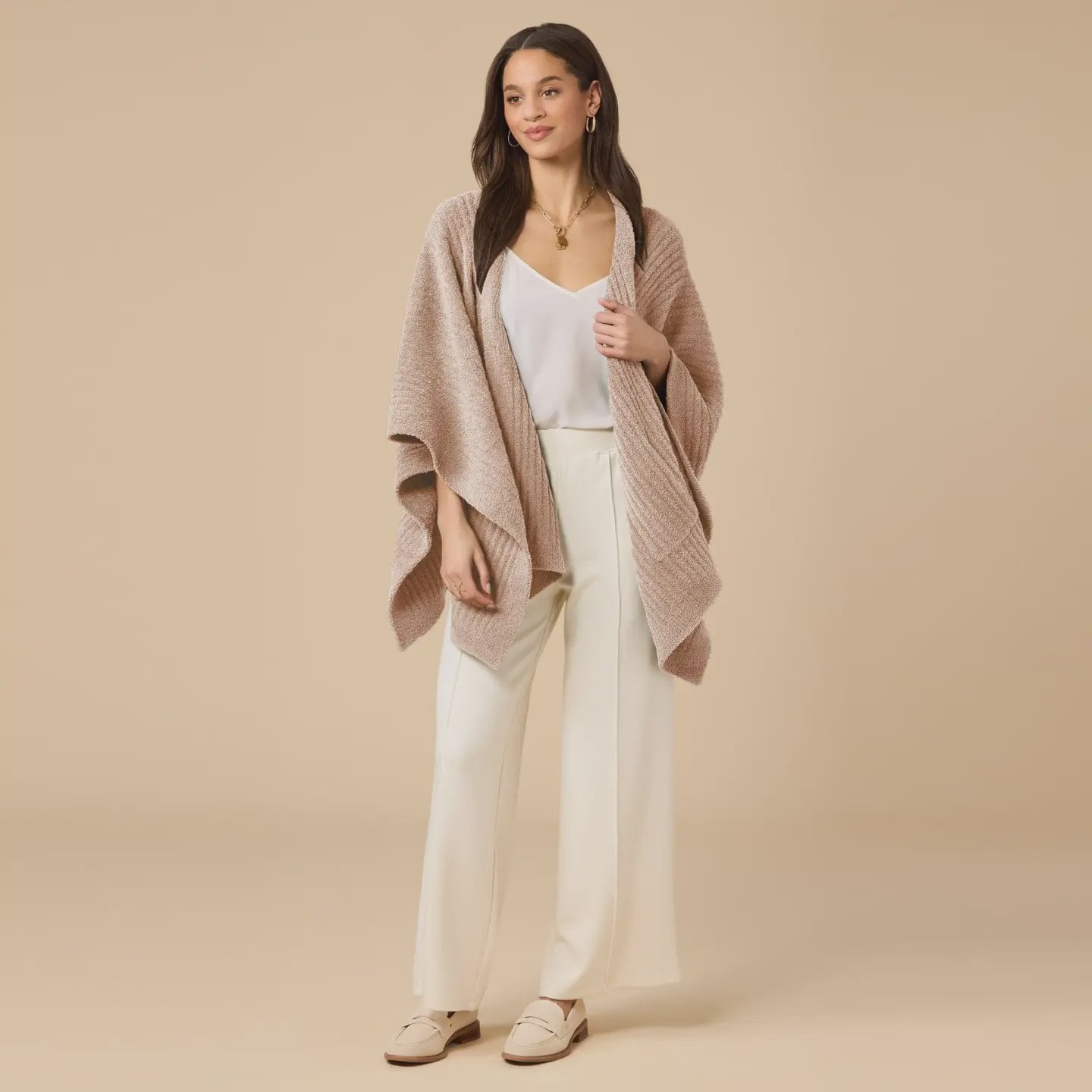 Solid Rib Marshmallow Shawl / Coco