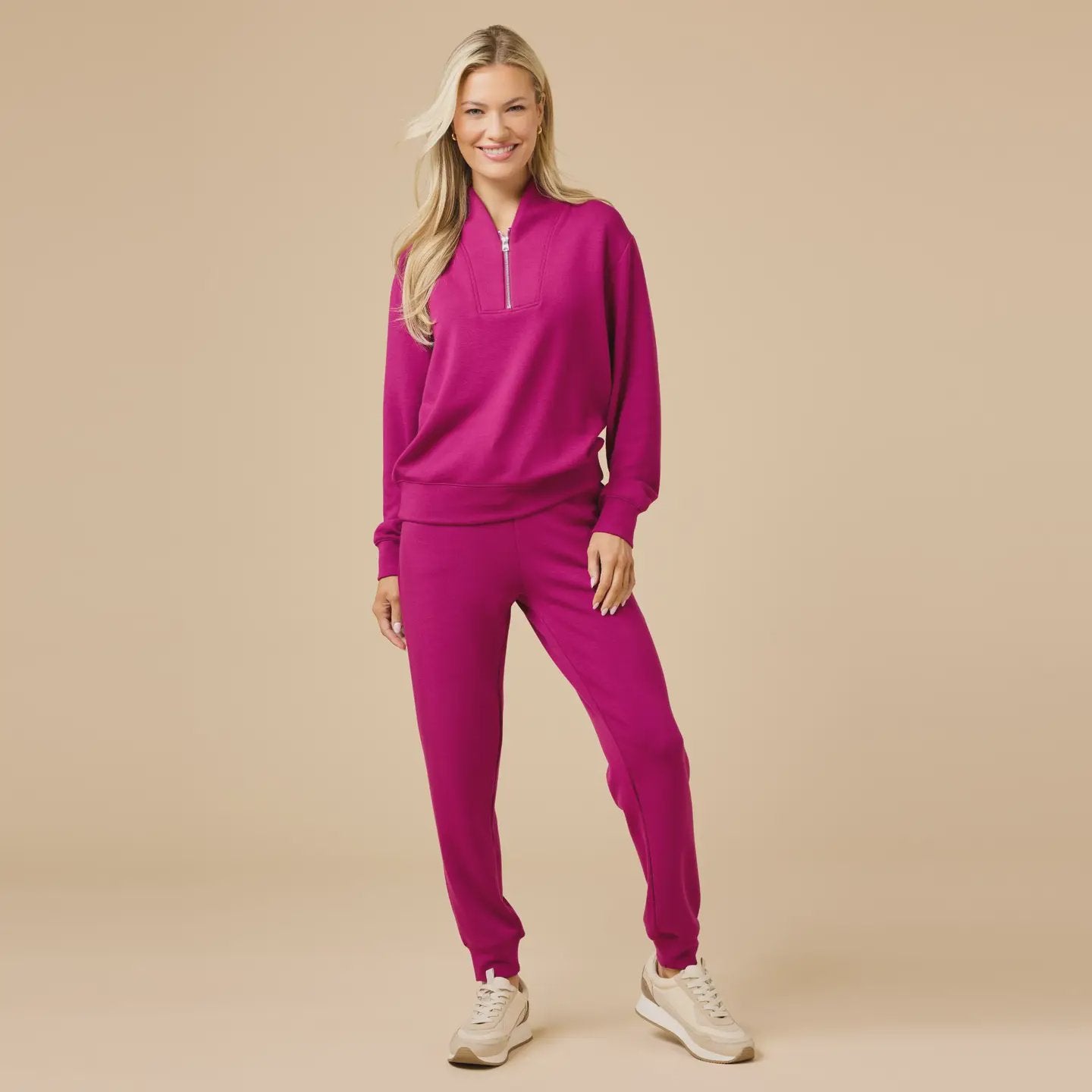 DreamTech Quarter Zip Jogger Set / Magenta