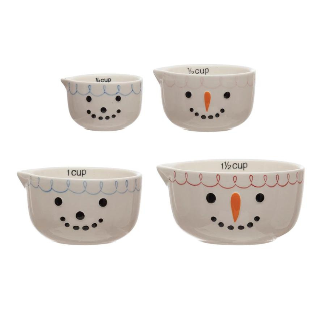 Stoneware Snowman Face Measuring Cups (Set of 4)