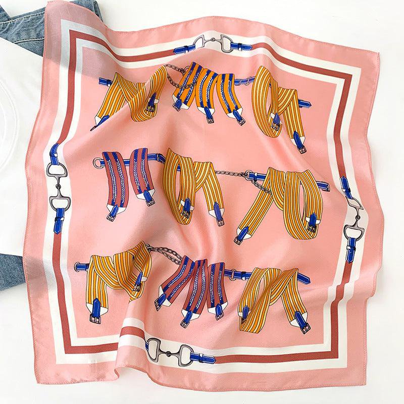 Silk Chain Strap Scarf / Pink