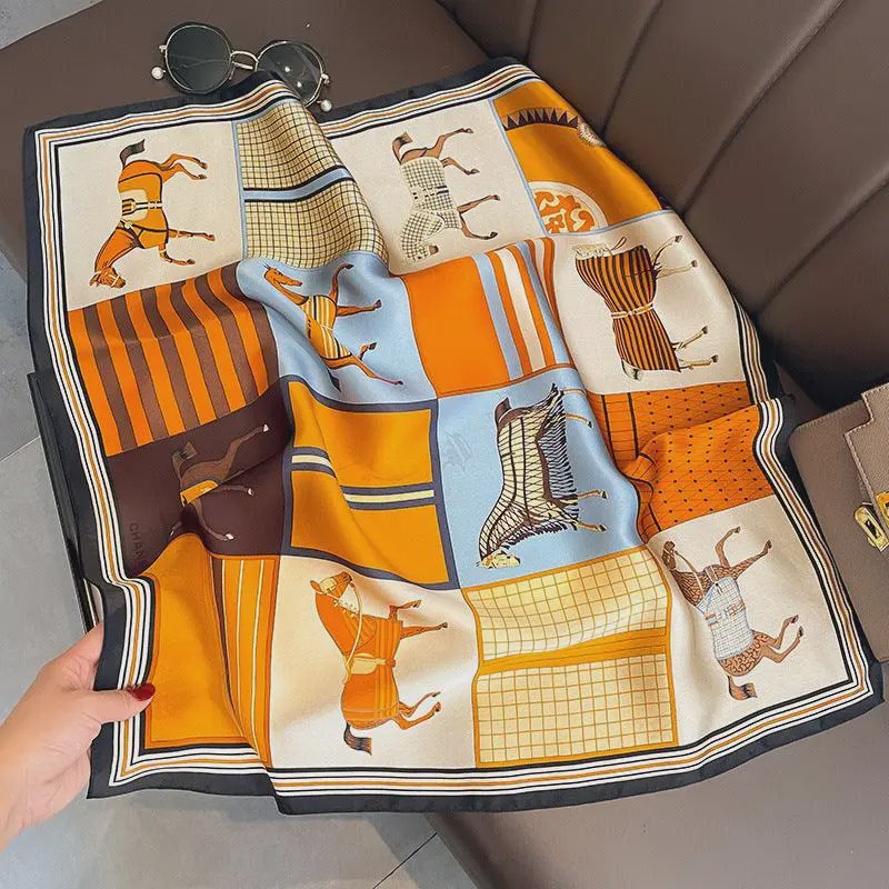 26" Stallion Silk Scarf / Orange