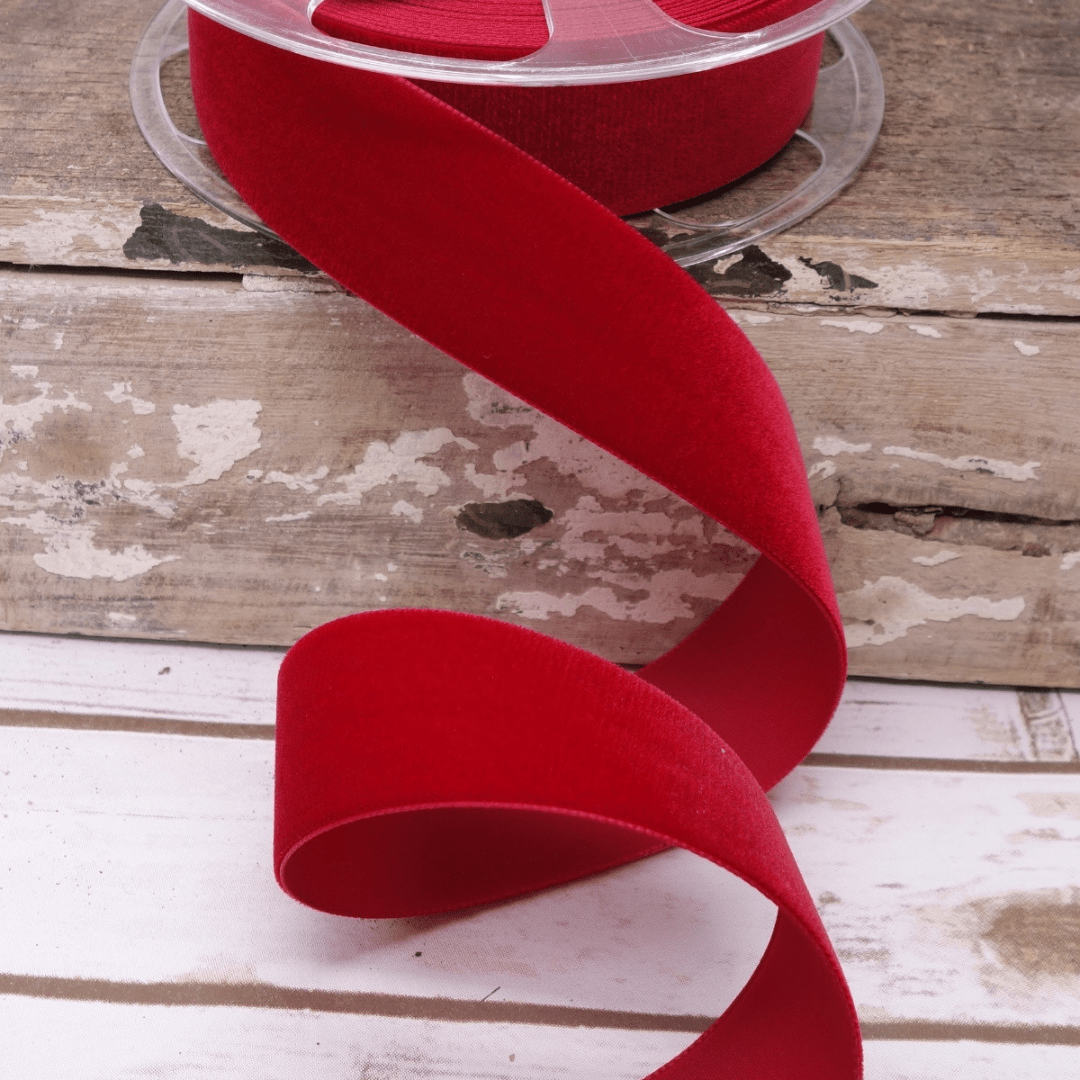 Swiss Velvet Ribbon- Scarlet, 0.1875 x 11 yds
