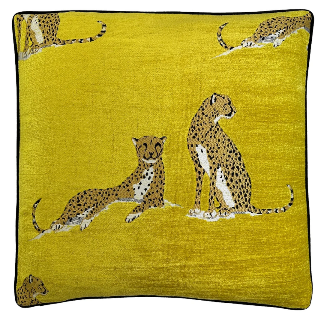 Tabbytha Pillow, Lemon Velvet 22"