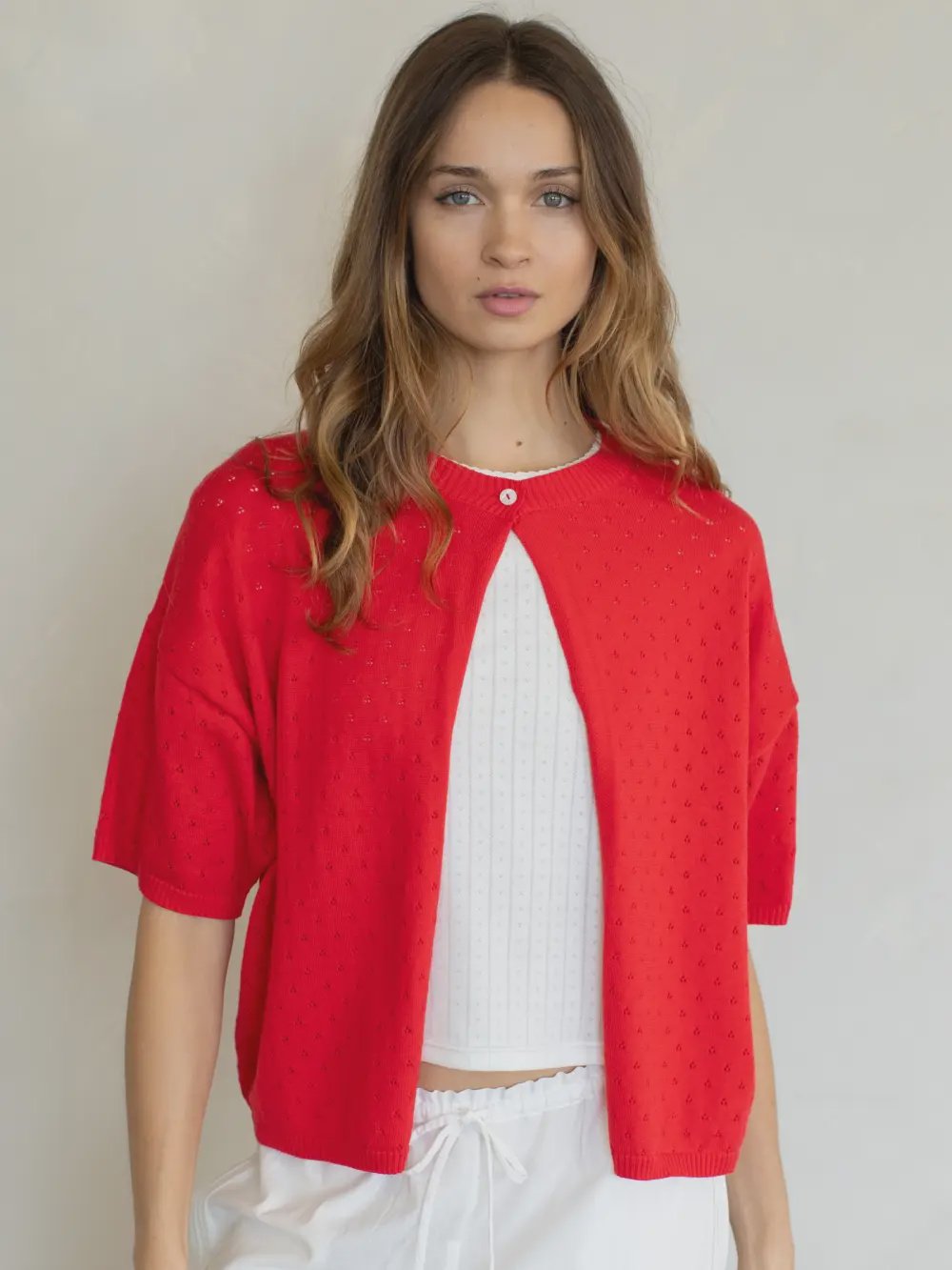 Claire Cardigan / Tomato Red
