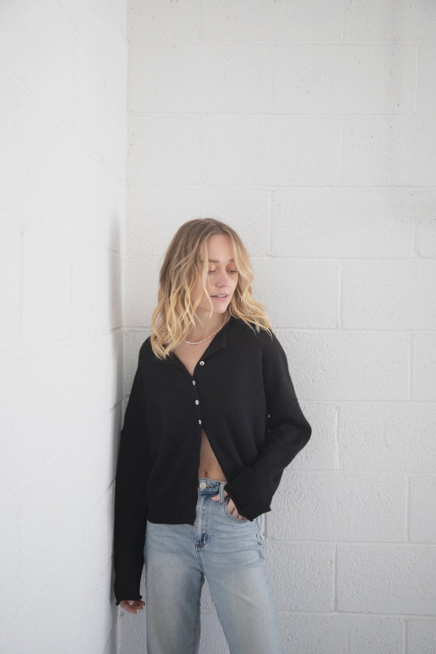 Piper Cardigan Mismatched Buttons / Black