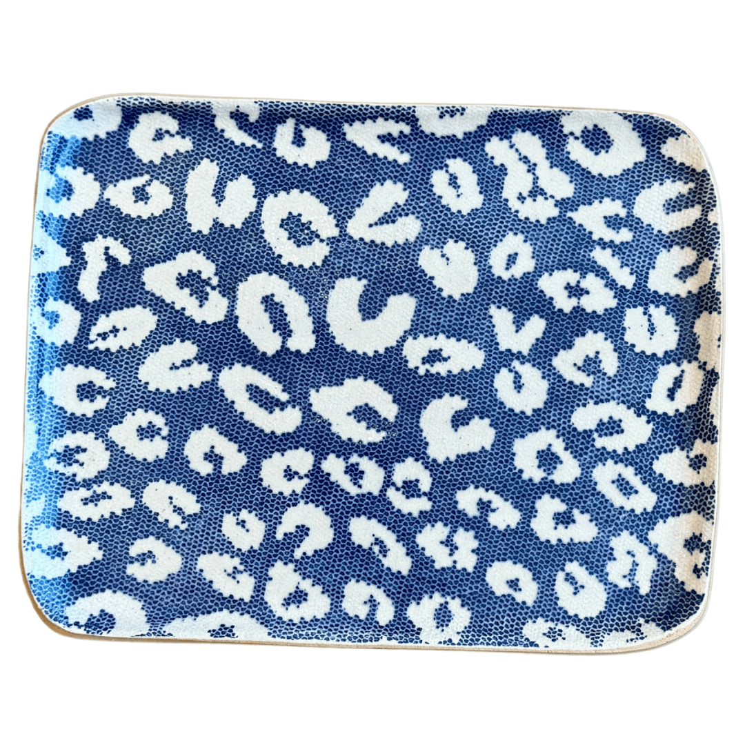 Tidbit Tray/ Leopard Cobalt