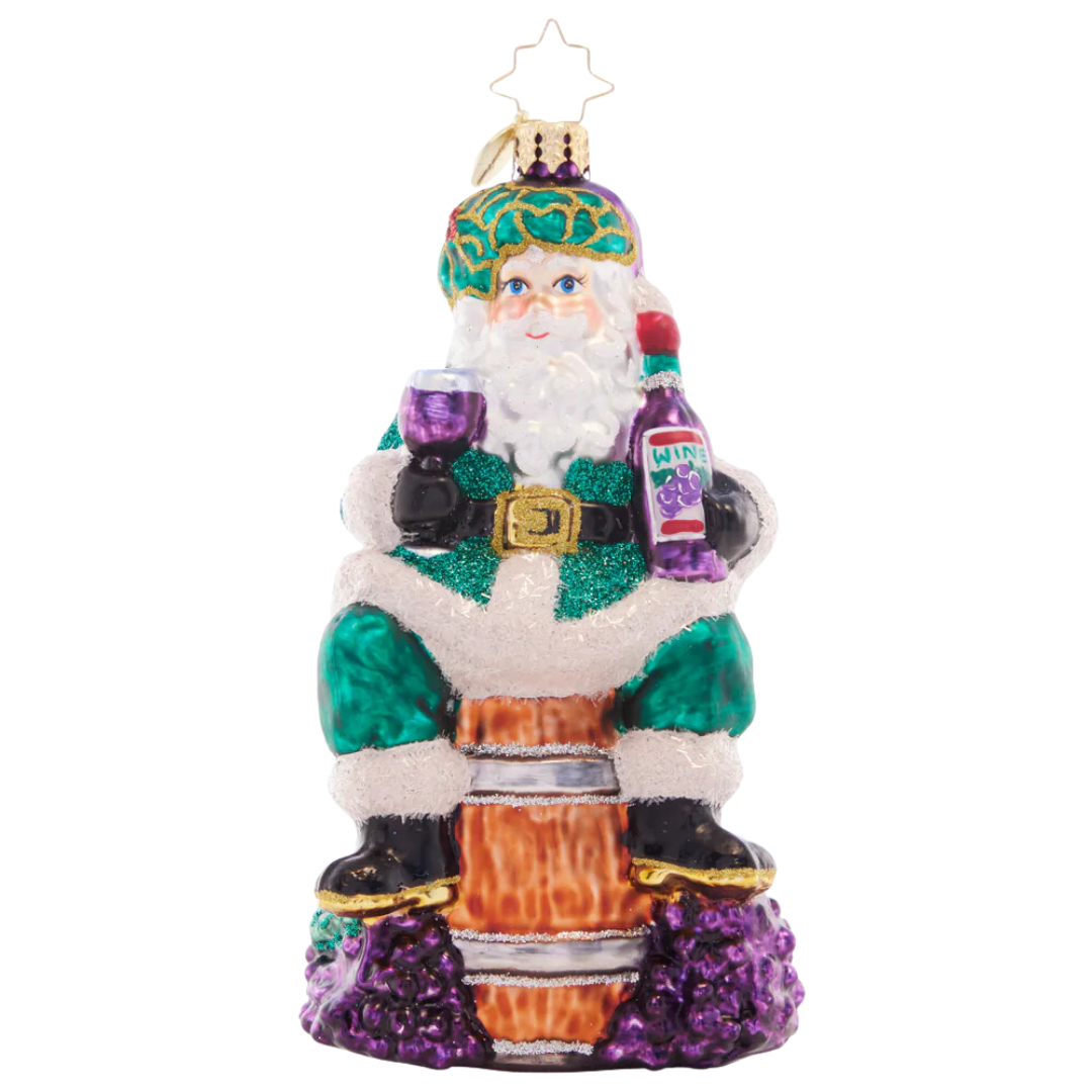 PRE-ORDER Time for Fine Wine Santa Ornament