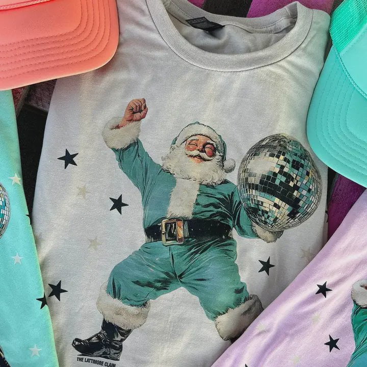 Turquoise Disco Santa Tee