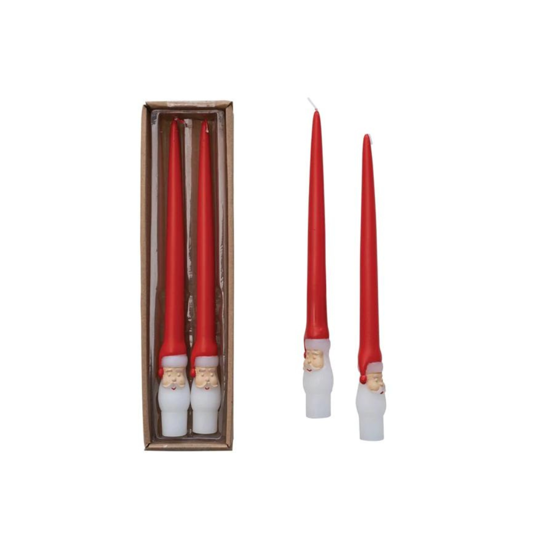 Unscented  Santa Taper Candles in Box (Set of 2)