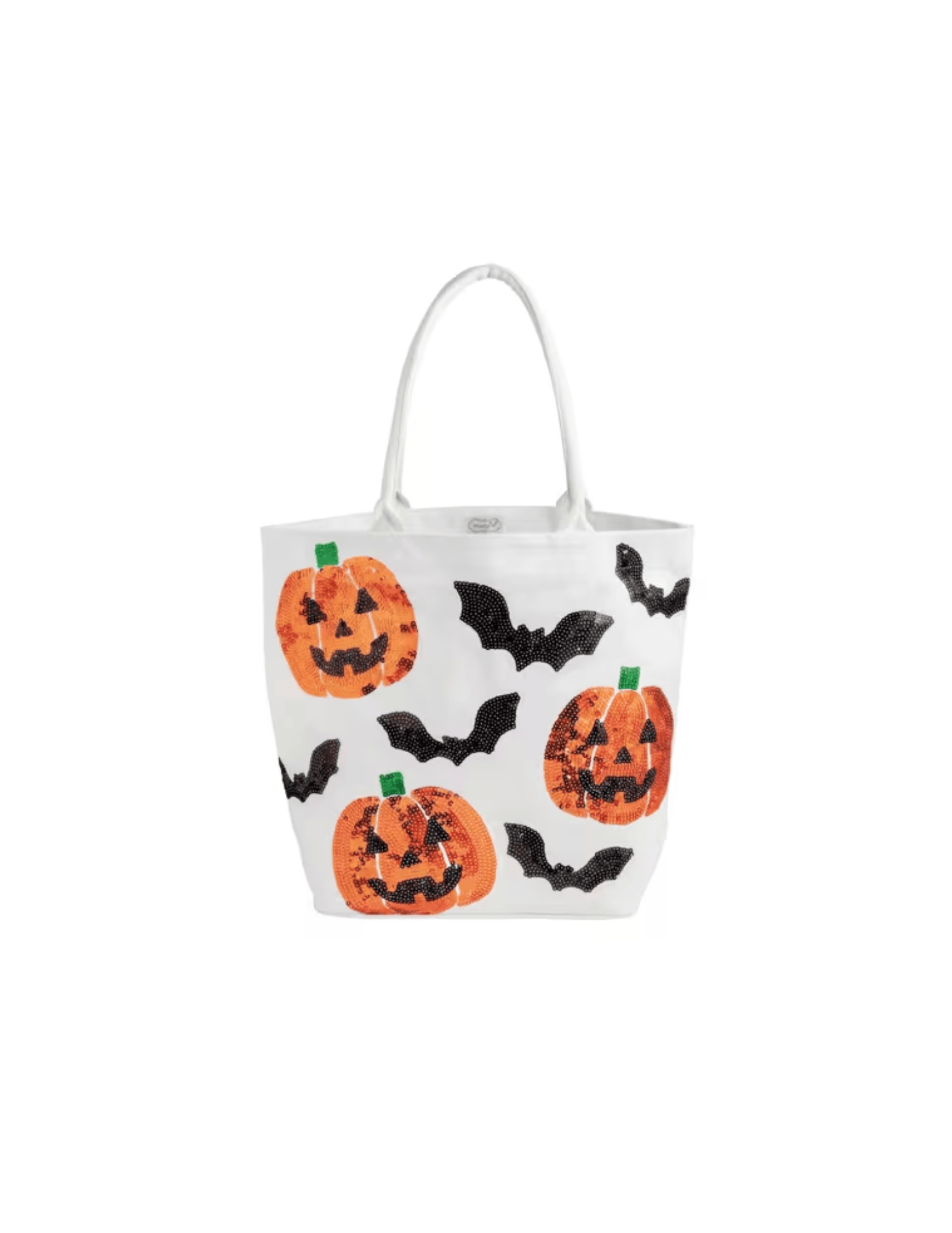 Jack O Lantern Sparkle Tote, White