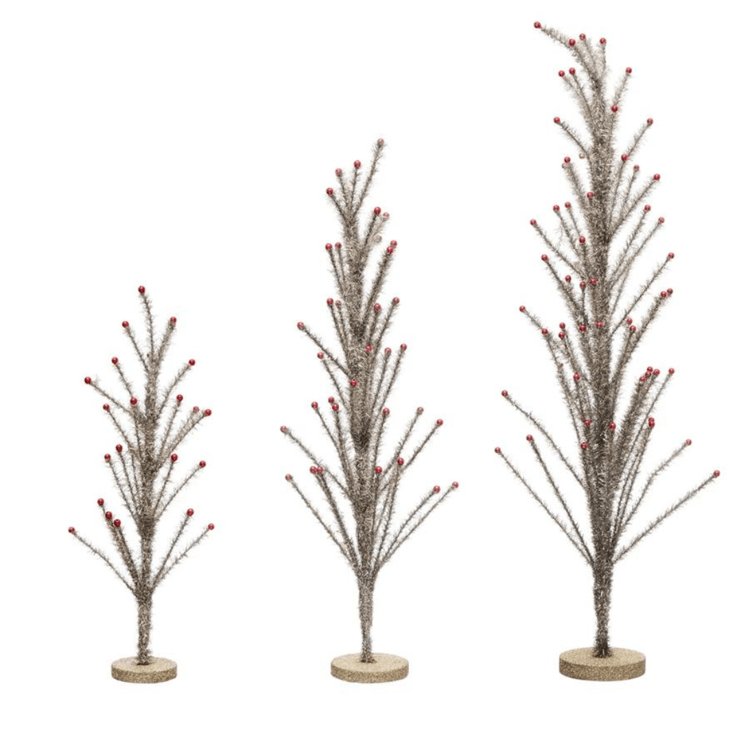 Vintage Reproduction Tinsel Trees w/ Beads