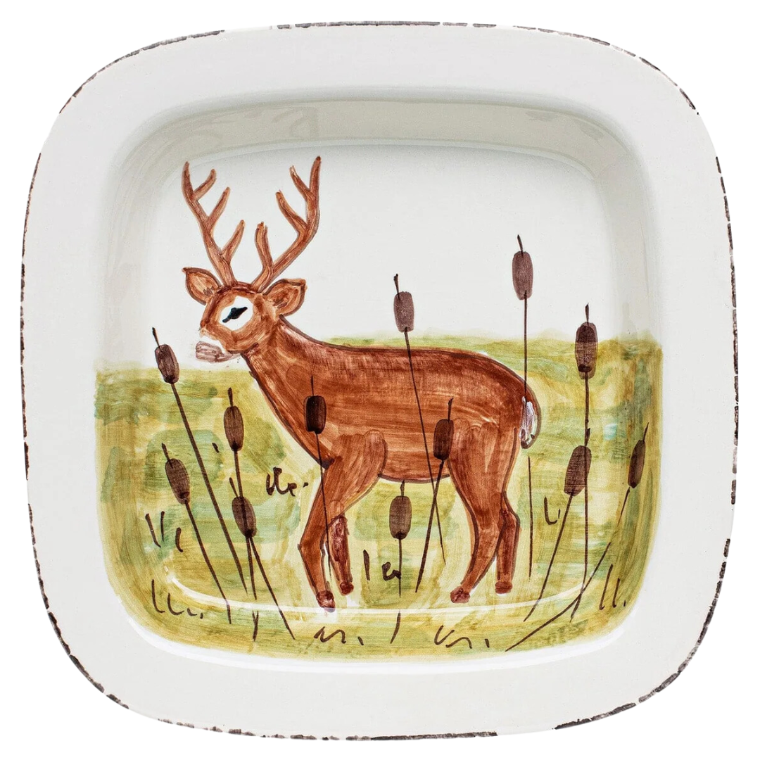 Wildlife, Deer  - Rimmed Square Platter