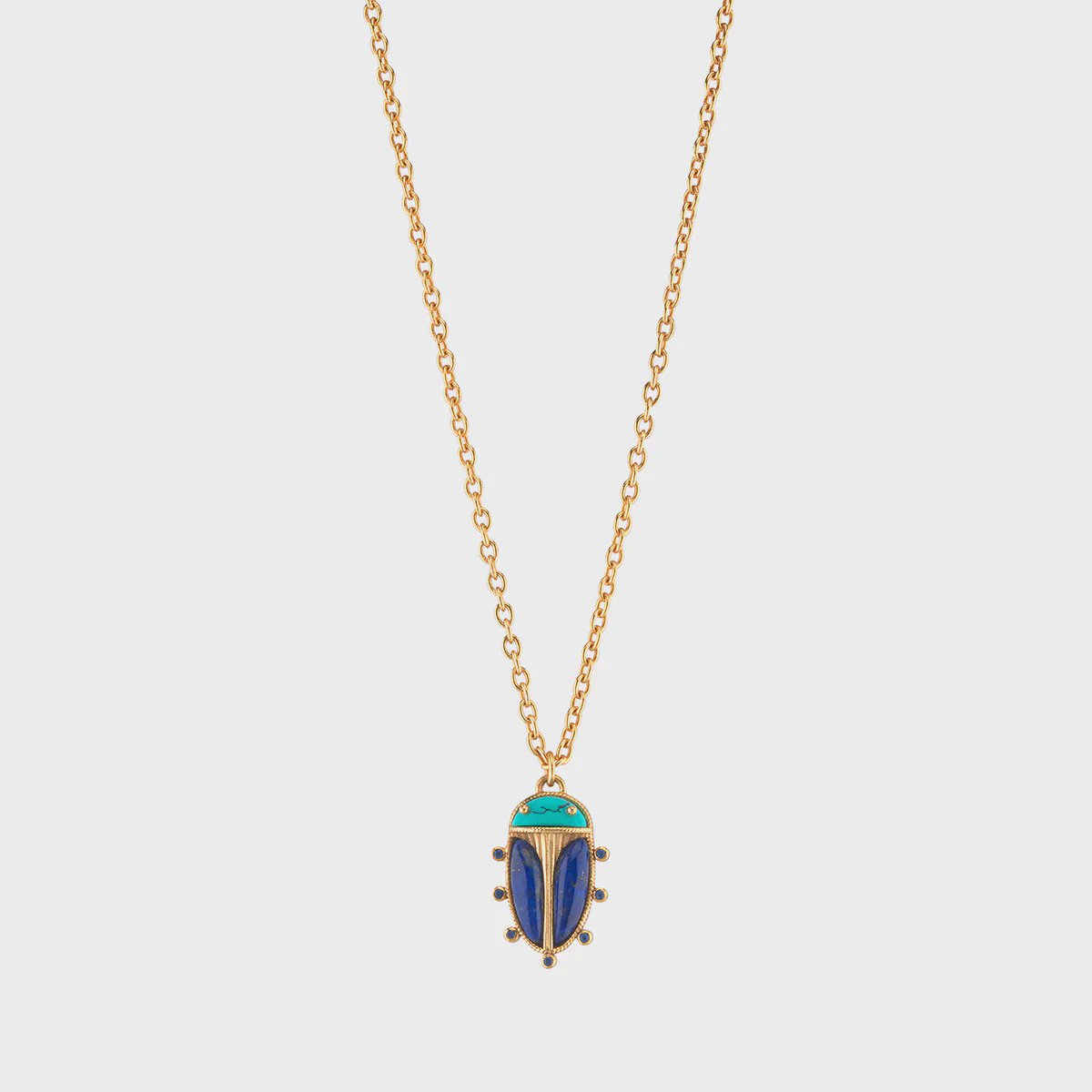 Scarab Charm Necklace 16" + 2" / Multi